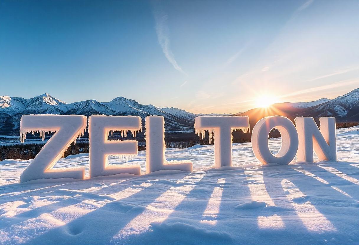 frozen zelton logo displayed in front of a mountain with rising sun.